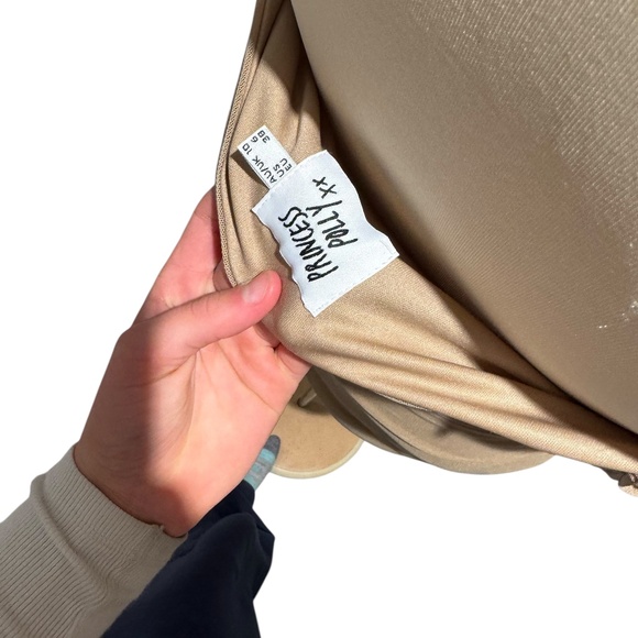 PRINCESS POLLY Charvi Mesh Mini Dress in Tan - size 6 - Picture 6 of 7